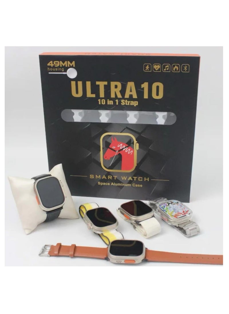 Wtech - Premium Smart Watch Wrist Ultra 10 (10 In 1) Straps 49mm Black - Image 1