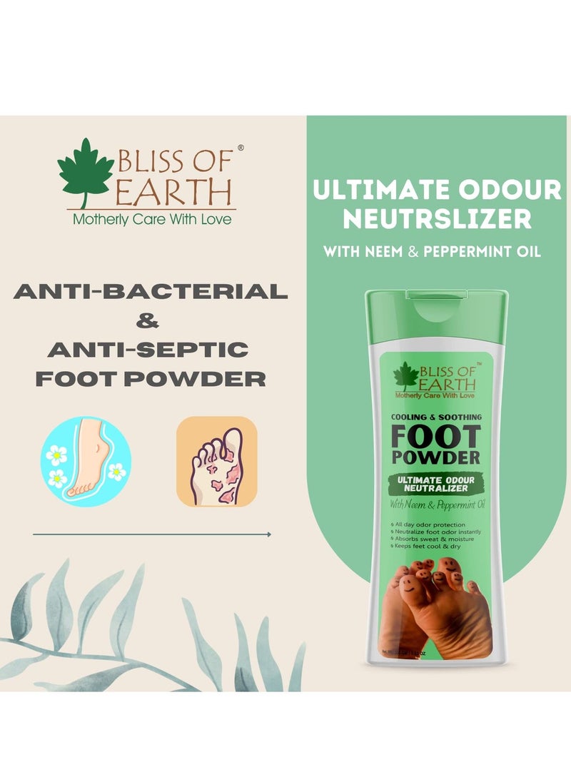 BLISS OF EARTH Foot Powder odor Remover With Neem & Peppermint Oil Ultimate Odour Neutralizer Removes Bad Smell & Keeps Your Feet Fresh and Dry  - Image 3