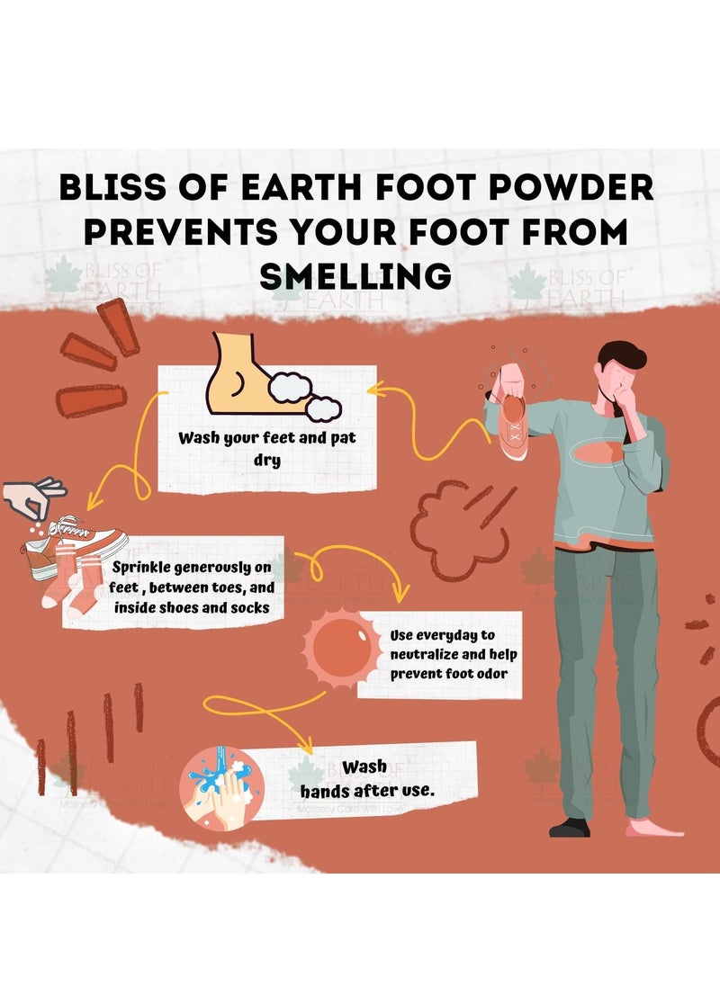 BLISS OF EARTH Foot Powder odor Remover With Neem & Peppermint Oil Ultimate Odour Neutralizer Removes Bad Smell & Keeps Your Feet Fresh and Dry  - Image 4