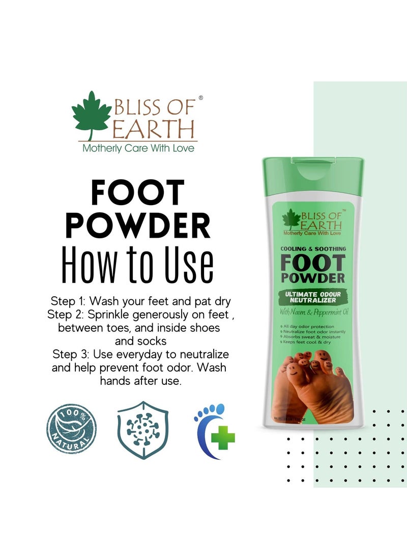 BLISS OF EARTH Foot Powder odor Remover With Neem & Peppermint Oil Ultimate Odour Neutralizer Removes Bad Smell & Keeps Your Feet Fresh and Dry  - Image 5