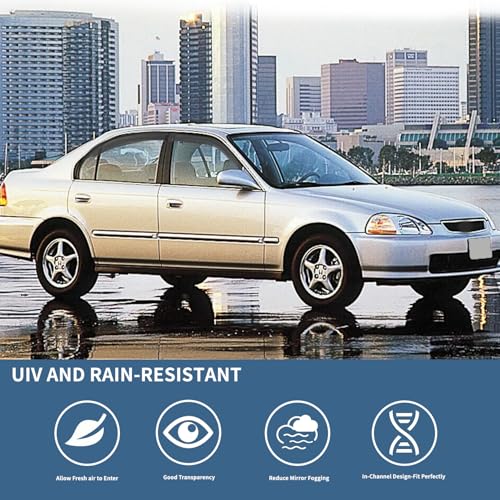 CHYKORLA 4PCS Rain Guards Window Visors Wind Deflector Fits for 19962000 Honda Civic 4Door Sedan Front Rear Outside Mount Vent Shade Shield 1996 1997 1998 1999 2000 - Image 5