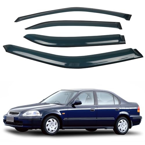 CHYKORLA 4PCS Rain Guards Window Visors Wind Deflector Fits for 19962000 Honda Civic 4Door Sedan Front Rear Outside Mount Vent Shade Shield 1996 1997 1998 1999 2000 - Image 1