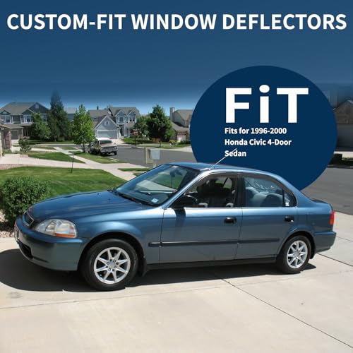 CHYKORLA 4PCS Rain Guards Window Visors Wind Deflector Fits for 19962000 Honda Civic 4Door Sedan Front Rear Outside Mount Vent Shade Shield 1996 1997 1998 1999 2000 - Image 3