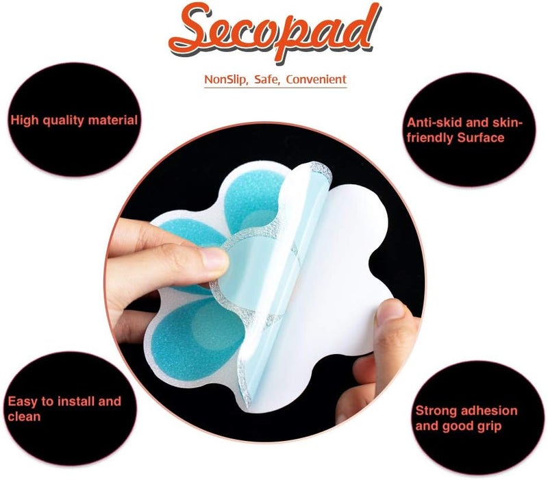 Secopad 20 PCS Original Non Slip Bathtub Stickers, Shower Floor Non Slip Stickers Bright Flowers Appliques with Premium Scraper - Image 2