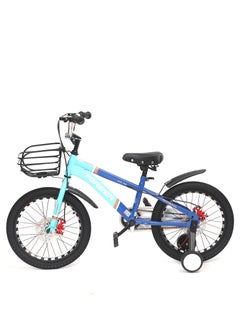 ENDLESS  Blue Carbon Steel Kids Bike with Front and Back Disc Breaks and Basket | Age 5 - 8 Years | 18 Inch Bike with High Quality Training Wheels and Fender | Children Bicycle with 2.125" Wide Tyres  - Image 1
