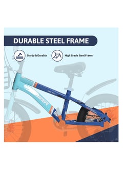 ENDLESS  Blue Carbon Steel Kids Bike with Front and Back Disc Breaks and Basket | Age 5 - 8 Years | 18 Inch Bike with High Quality Training Wheels and Fender | Children Bicycle with 2.125" Wide Tyres  - Image 5
