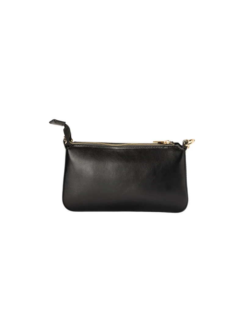 Bata Zip Closure Shoulder Bag with Pouch and Detachable Crossbody Strap