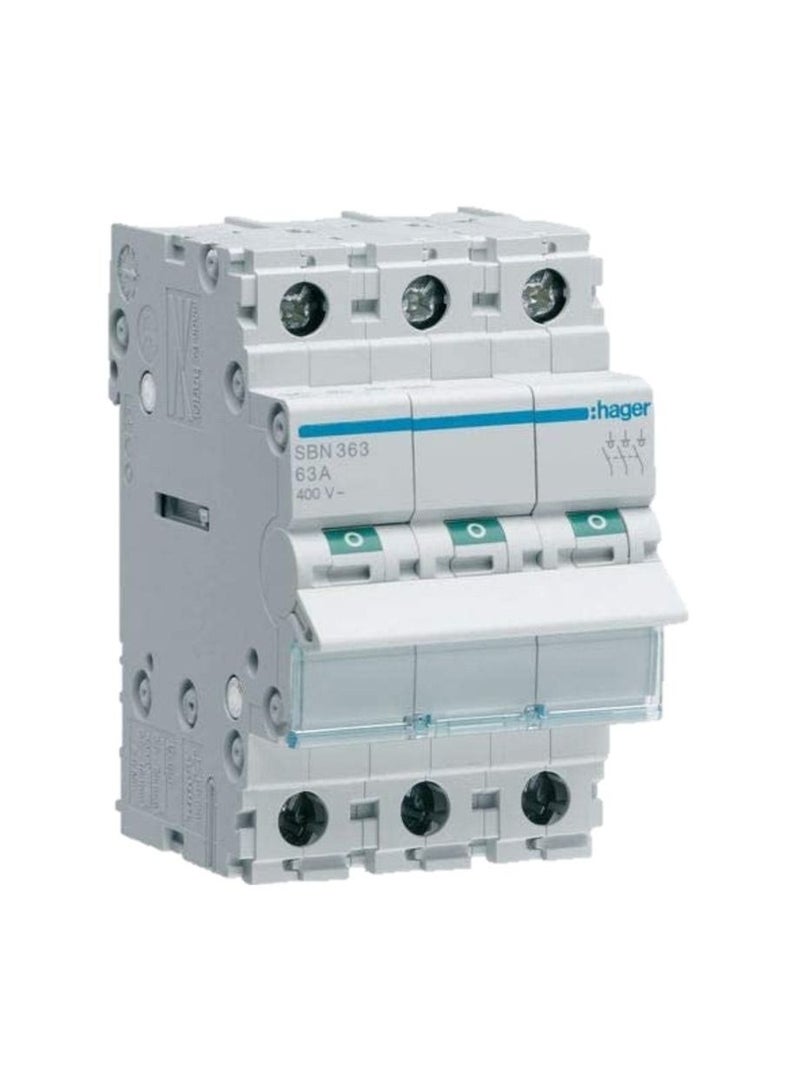 HAGER 63A 3 POLE ISOLATOR SBN364N *ONEKONEKT*