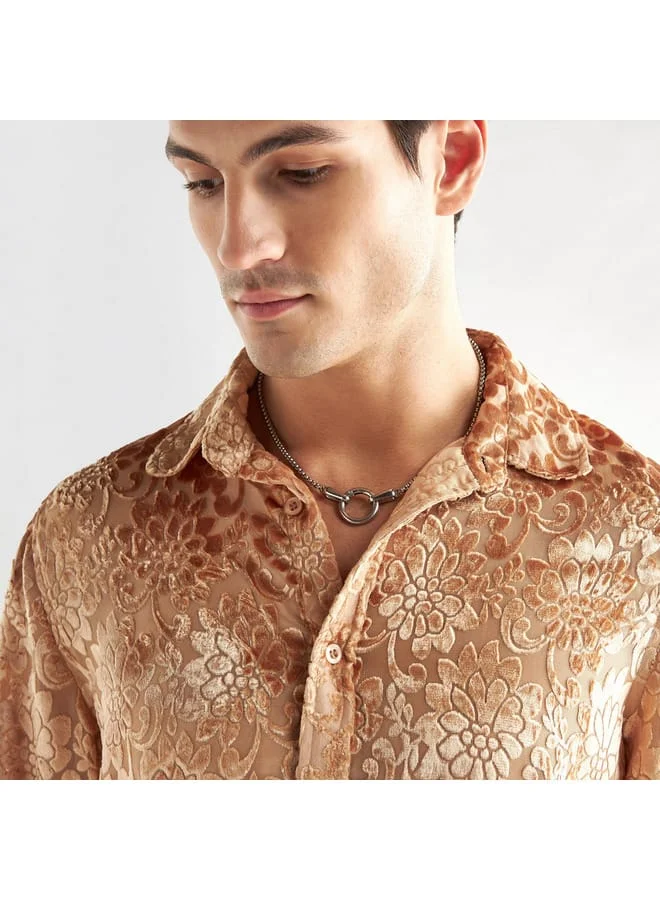 Splash FAV Floral Burnout Velour Shirt