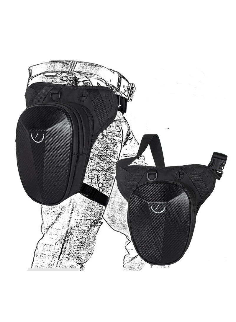 Generic Hard Shell Drop Leg Bag Belt Waist Pack with Carbon Fiber Waterproof, Expandable Pocket for Outdoor Sport - Image 1