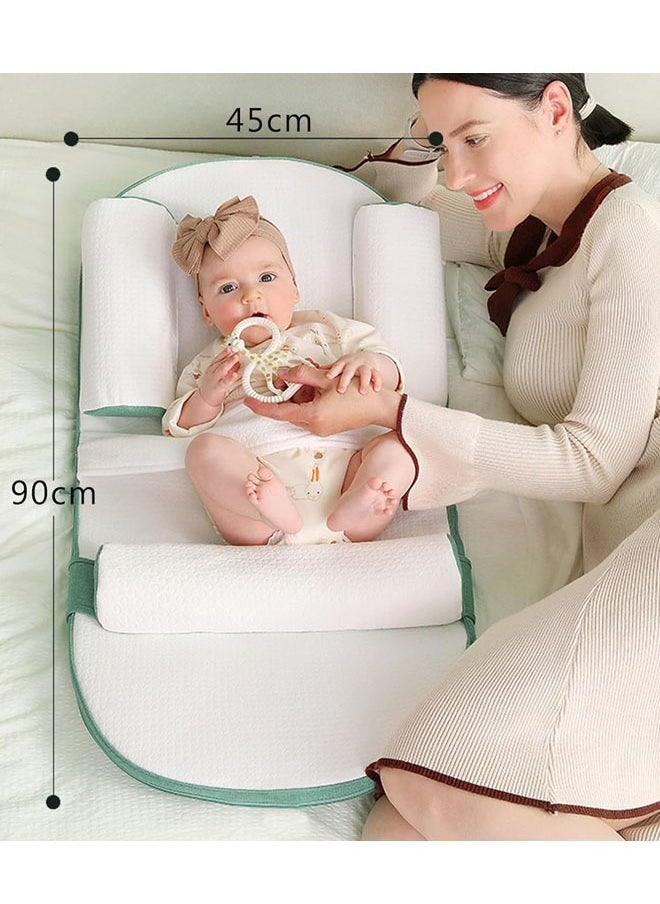 Aissiora Baby Lounger, Infant Travel Bed,Relieves spitting up ramp pillows， 0-30° Adjustable Nursing Pillow for Breastfeeding Infant Anti-Spit Milk Slope Mat Memory cotton Supportive Cushion Multi-Functional and Multi-Layer Posture Support Pillow Can Adjust Height Geometric Design Anti Reflux Pillow  - Image 3