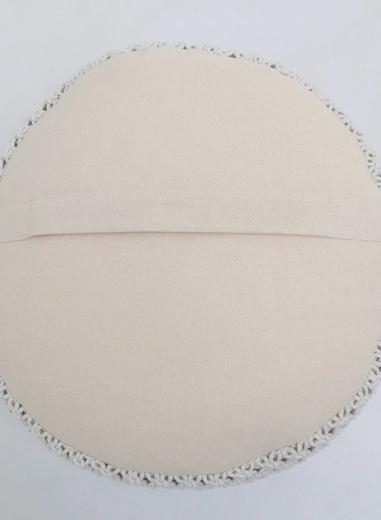 Ramsha Natural White Decorative Pouf for Living Room – PF-158 (50x50x30cm) - Image 5