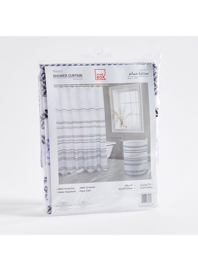 Nexus Printed Shower Curtain With 12 Hooks 200x180 cm