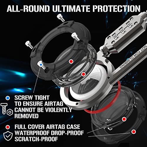 PerfiPro Airtag Holder with 3-Digit Combination Lock, Protective Airtag Case with Metal Carabiner, Air tag Lock Case for Anti-Theft, Apple Airtag Accessory for Luggage, Backpacks, Strollers (1Pack) - Image 5