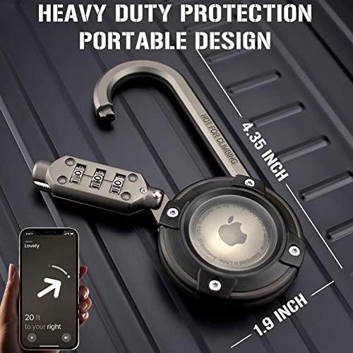 PerfiPro Airtag Holder with 3-Digit Combination Lock, Protective Airtag Case with Metal Carabiner, Air tag Lock Case for Anti-Theft, Apple Airtag Accessory for Luggage, Backpacks, Strollers (1Pack) - Image 2
