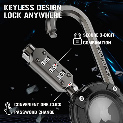 PerfiPro Airtag Holder with 3-Digit Combination Lock, Protective Airtag Case with Metal Carabiner, Air tag Lock Case for Anti-Theft, Apple Airtag Accessory for Luggage, Backpacks, Strollers (1Pack) - Image 4