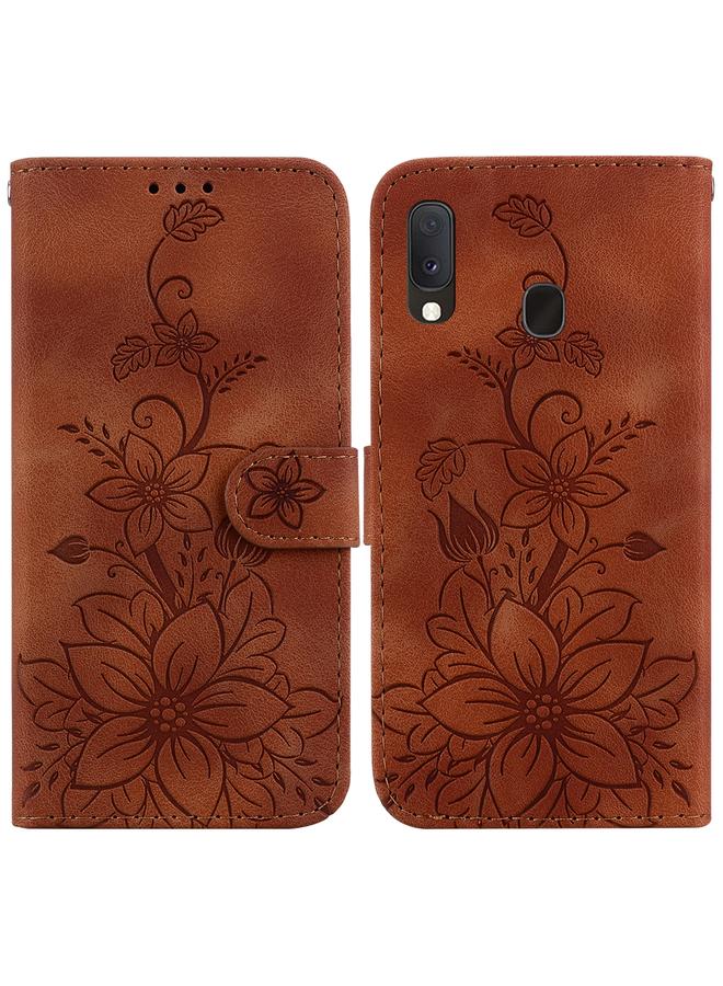 اس-توب جراب لهاتف Samsung Galaxy A10e / A20e جراب هاتف جلدي منقوش بزهرة الزنبق - Image 1