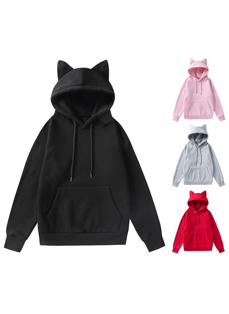 Generic - 2021 Mens Cat Ear Hoodie Sweatshirt W62 Light gray - Image 1
