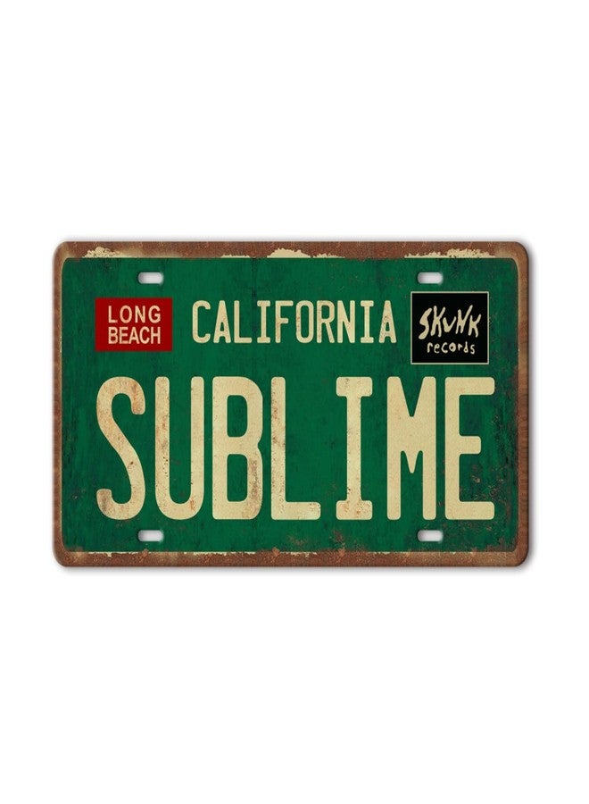 Liukliut Vintage Metal Tin Sign Long Beach California Sublime Poster Grunge Hippie Room Decor Rock Band Posters Sublime Tapestry Funny Street Signs For Bedroom Wall Aesthetic 90s Bathroom Sign 12 X 6 Inch - Image 1