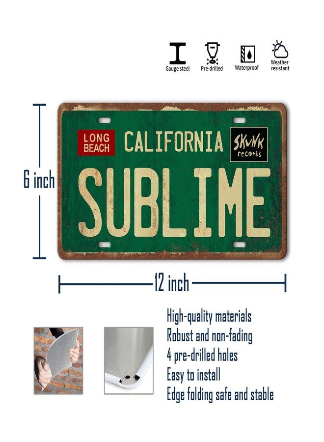 Liukliut Vintage Metal Tin Sign Long Beach California Sublime Poster Grunge Hippie Room Decor Rock Band Posters Sublime Tapestry Funny Street Signs For Bedroom Wall Aesthetic 90s Bathroom Sign 12 X 6 Inch - Image 2