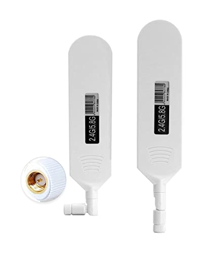 POBADY Dual Band WiFi 2.4GHz 5.8GHz Antenna 18dBi High Gain Omnidirectional Glue Stick Antenna SMA Male Connector Antenna for WiFi Router Wireless Network Card (White,2pcs) - Image 1