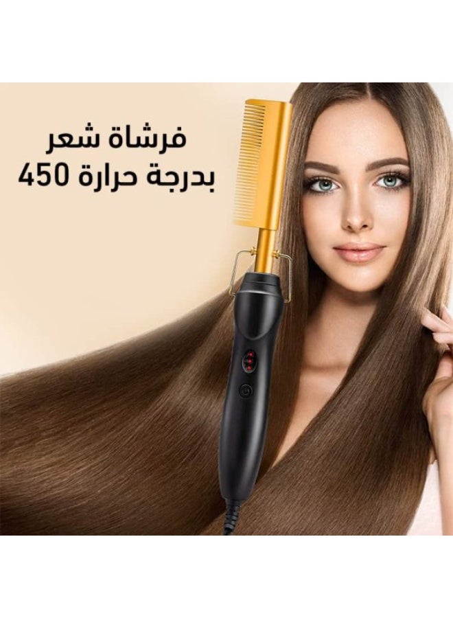 مشط كهربائي لفرد الشعر A-LHT-024 – لتنعيم وتمليس الشعر | تسخين سريع، تقنية سيراميك لحماية الشعر، تصميم سهل الاستخدام - Image 1