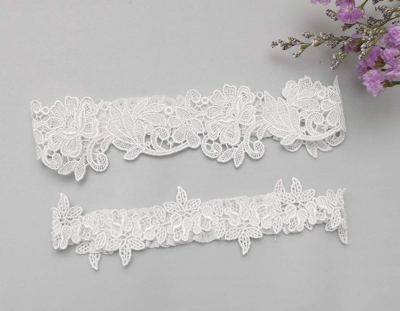 GARGALA Wedding Garters for Bride Bridal Lace Garters Set White Garter Size Optional (S) - Image 2