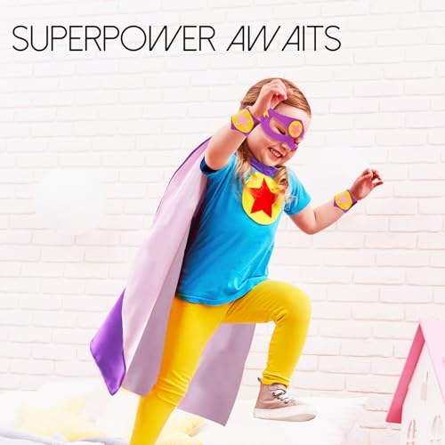 iROLEWIN Kids-Superhero-Cape and Mask for Boys-Girls Super Hero Dress-up Costumes as Children Birthday Party Gifts Favors - Image 5