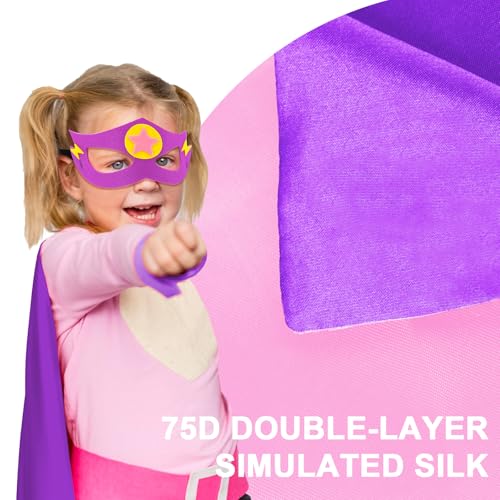 iROLEWIN Kids-Superhero-Cape and Mask for Boys-Girls Super Hero Dress-up Costumes as Children Birthday Party Gifts Favors - Image 3