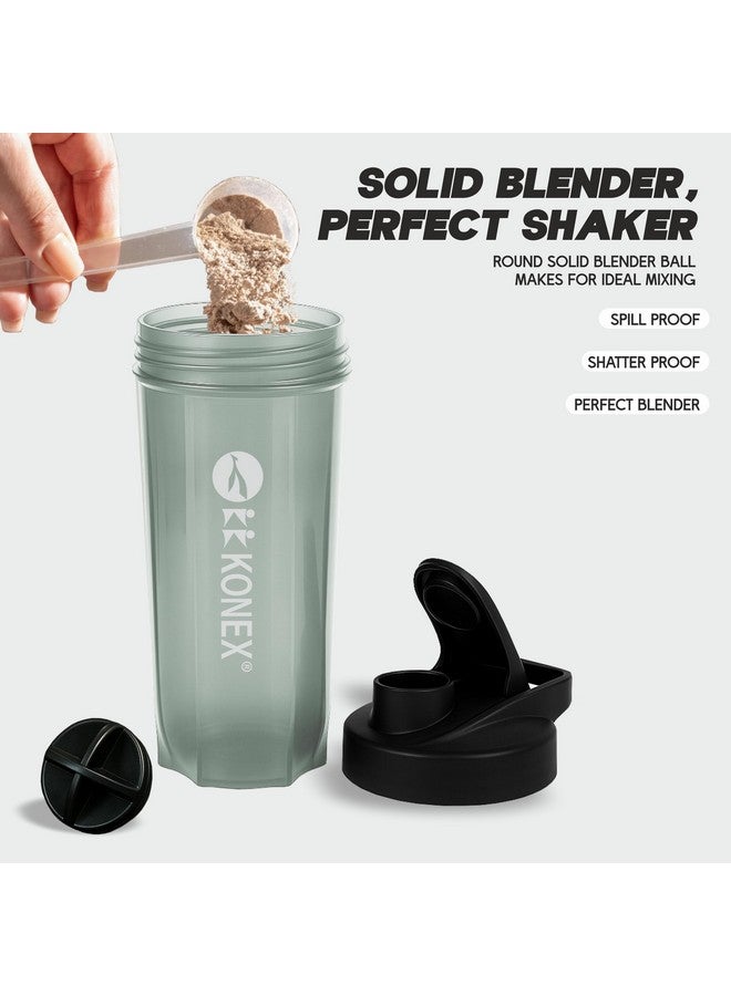 KONEX Konex Gym Protein Shaker Bottle 700 ml | BPA Free Plastic Spillproof Bottle & Leakproof Lid | Durable Design with Blender Mixer Ball | Ideal for Protein Shakes, Pre-Workout, BCAAs - Transparent  - Image 2