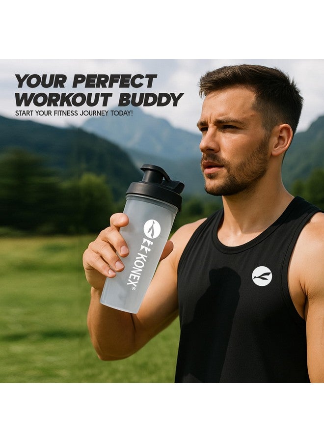 KONEX Konex Gym Protein Shaker Bottle 700 ml | BPA Free Plastic Spillproof Bottle & Leakproof Lid | Durable Design with Blender Mixer Ball | Ideal for Protein Shakes, Pre-Workout, BCAAs - Transparent  - Image 5