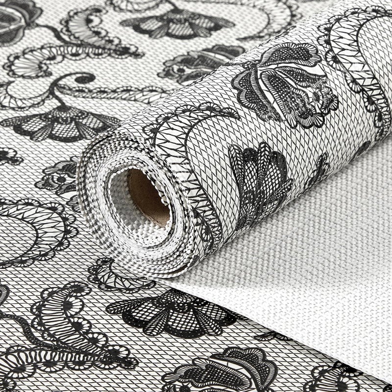 ALIUNI Drawer and Shelf Liner, Non-Slip Kitchen Cabinet Liners Non-Adhesive Thick Strong Grip Waterproof Washable Mats Protect Dresser Shelves Cupboard Bathroom Cabinets, Boho: Floral, 12 in X 10 FT - Image 1
