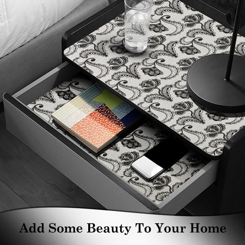 ALIUNI Drawer and Shelf Liner, Non-Slip Kitchen Cabinet Liners Non-Adhesive Thick Strong Grip Waterproof Washable Mats Protect Dresser Shelves Cupboard Bathroom Cabinets, Boho: Floral, 12 in X 10 FT - Image 2