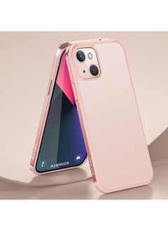 HuHa Case Cover For iPhone 13 mini SULADA Luxury 3D Carbon Fiber Textured Metal + TPU Frame Phone Case Pink 