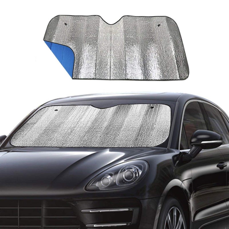 Windshield Sunshade Car Foldable UV Ray Reflector Auto Front Window Sun Shade Visor Shield ShadeKeeps Vehicle Cool Blue 55 x 275