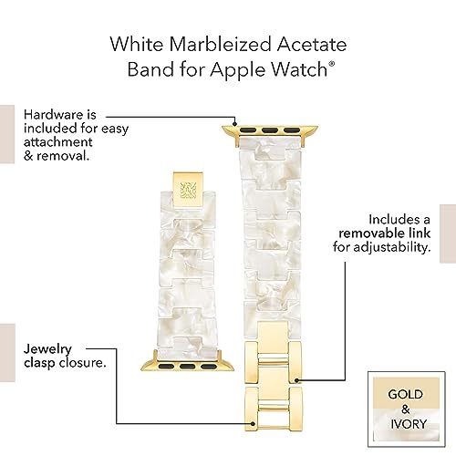 ANNE KLEIN سوار أن كليين النسائي من الأسيتات لساعة آبل - سوار آبل قابل للتعديل وآمن، بديل لسوار ساعة آبل، يناسب معظم المعاصم - Image 3