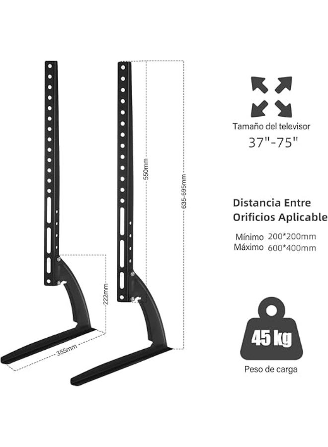 New TV Stand, Universal Table TV Stand for 37 to 75 Inch LED LCD Plasma Flat Screen TVs, TV Legs, Supports up to 45 kg, VESA Max. 600 x 400 mm - Image 1
