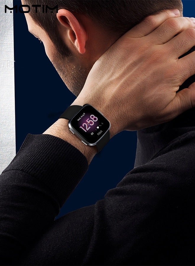 موتيم 2 عبوة سوار بديل من السيليكون متوافق مع ساعة فيتبيت فيرسا 2 / فيرسا 1 S، حزام ساعة مقاوم للماء لإكسسوارات ساعة فيتبيت فيرسا 2 / فيرسا 1 - Image 5