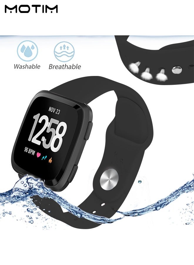 موتيم 2 عبوة سوار بديل من السيليكون متوافق مع ساعة فيتبيت فيرسا 2 / فيرسا 1 S، حزام ساعة مقاوم للماء لإكسسوارات ساعة فيتبيت فيرسا 2 / فيرسا 1 - Image 3