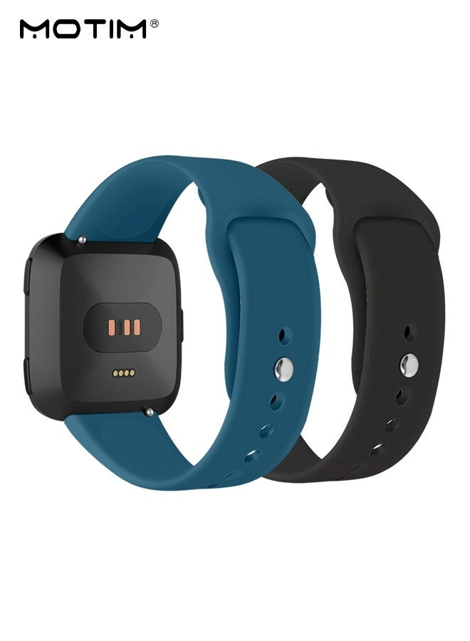 موتيم 2 عبوة سوار بديل من السيليكون متوافق مع ساعة فيتبيت فيرسا 2 / فيرسا 1 S، حزام ساعة مقاوم للماء لإكسسوارات ساعة فيتبيت فيرسا 2 / فيرسا 1 - Image 1