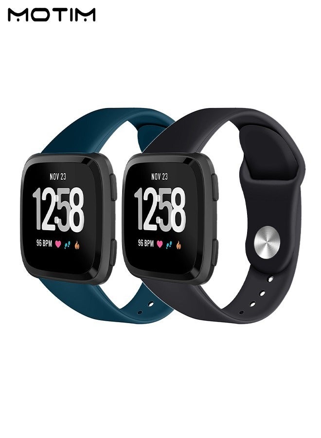 موتيم 2 عبوة سوار بديل من السيليكون متوافق مع ساعة فيتبيت فيرسا 2 / فيرسا 1 S، حزام ساعة مقاوم للماء لإكسسوارات ساعة فيتبيت فيرسا 2 / فيرسا 1 - Image 2