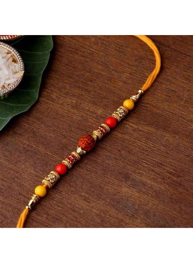 VOYLLA Spiritual Rudraksha Rakhi With Roli Chaawal Pack