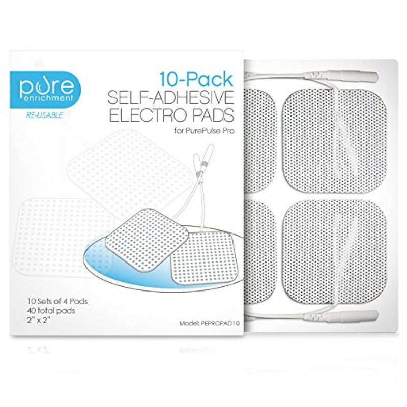 Pure Enrichment PurePulse Pro TENS Unit Massager Pads Premium 10Pack of 4 Square SelfAdhesive 2 x 2 Replacement Electrode Pads Total of 40 Pads
