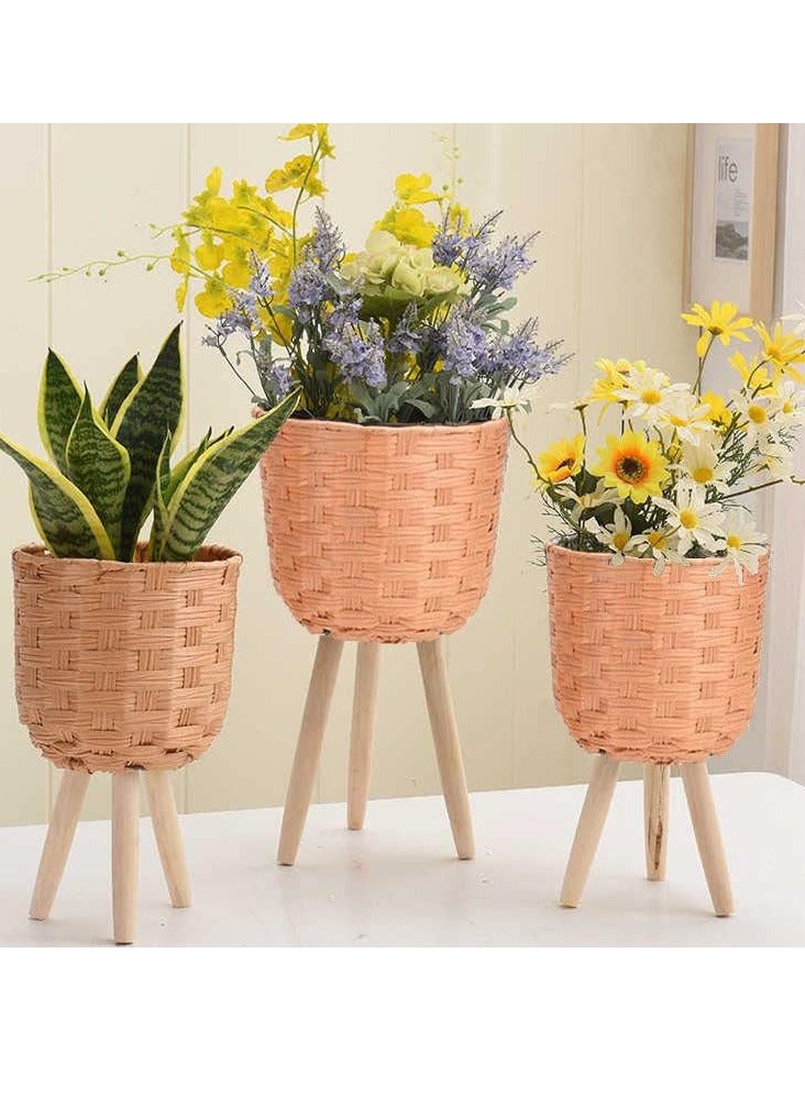 Generic FFD Set of 3 Rattan Plant Pot Stand Woven Flower Pots Cover  - Image 1
