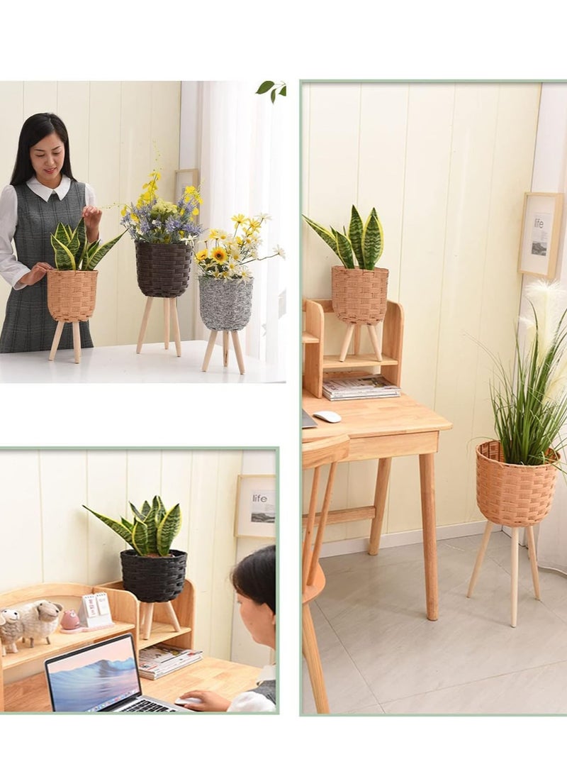 Generic FFD Set of 3 Rattan Plant Pot Stand Woven Flower Pots Cover  - Image 4