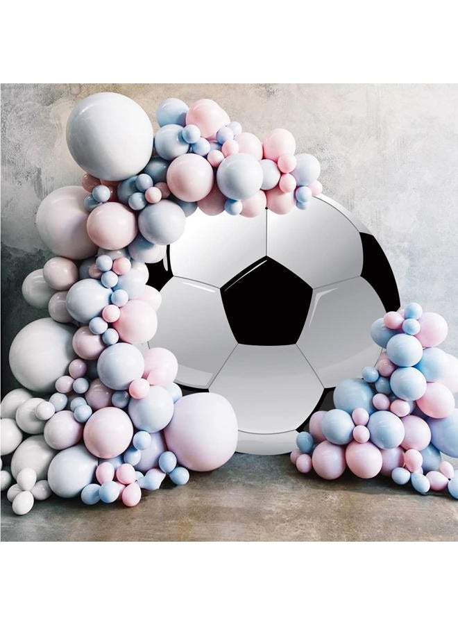 Leyiyi 7.5x7.5ft Soccer Round Backdrop Black and White Round Backdrop Cover Sports Theme Football Background for Kis Boys Man Birthday Party Newborn Soccer Gender Reveal Party Decoration Banner - Image 2