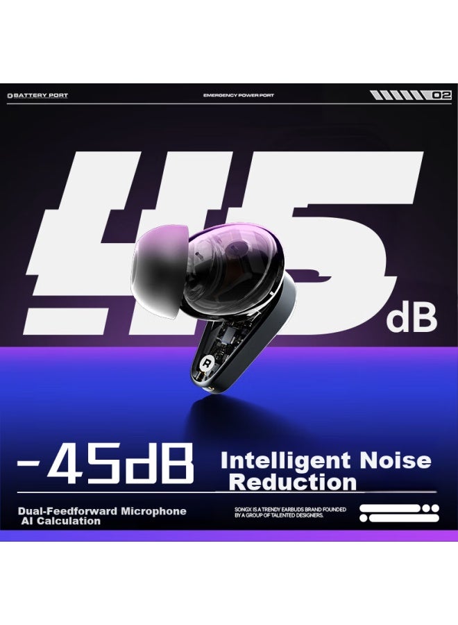 Songx Bluetooth Headphones With Anc Active Noise Cancellation 45db, Hybrid Noise Reduction 0.038s, Low Latency For Gaming, Hifi High-fidelity Sound Quality, Compatible With Huawei And Apple Phones, Sx12 Storm Silver - Image 2