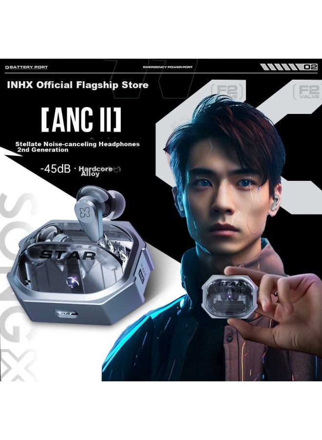 Songx Bluetooth Headphones With Anc Active Noise Cancellation 45db, Hybrid Noise Reduction 0.038s, Low Latency For Gaming, Hifi High-fidelity Sound Quality, Compatible With Huawei And Apple Phones, Sx12 Storm Silver - Image 1