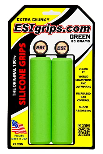 ESI Grips Extra Chunky - Silicone MTB Grips - Ultimate Comfort and Control for Mountain Bike and E-Bike Riders, Durable Silicone Bicycle Handlebar Grips for a Smooth Ride (Green) - Image 2