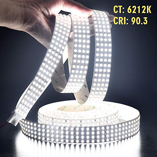 SuperlightingLED Super Bright White LED Strip - 2835SMD High CRI 90 Quad Row Flexible LED Strip Lights - 24VDC IP20 17,650 lm/Roll for LED Retail Shops, Videography Lighting (5m/16.4' Daylight White) - Image 5
